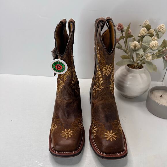 Laredo Secret Garden Floral Embroidered Pull-On Boot Brown 5822 Women 11M NWOB - Picture 5 of 10